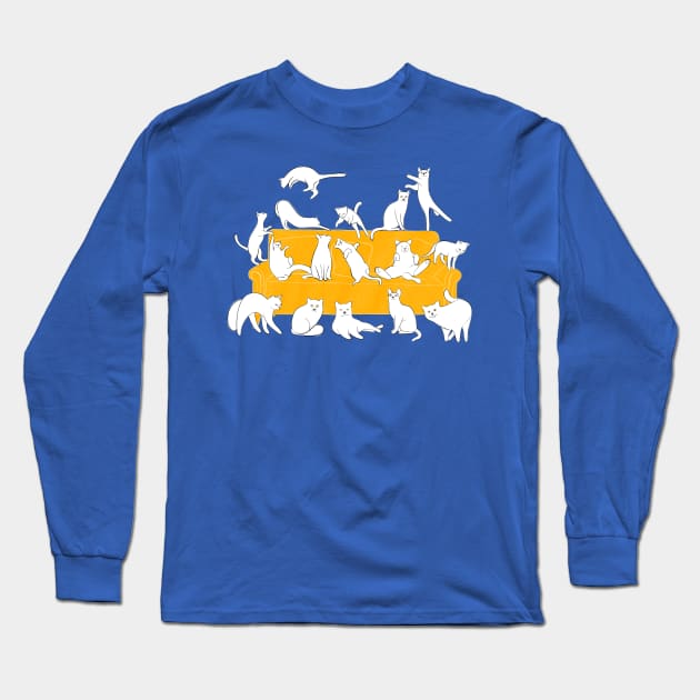 Cute Cats on the Couch Long Sleeve T-Shirt by DrawingEggen